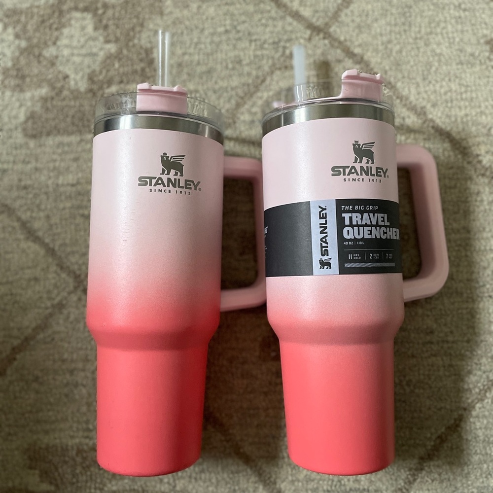 Stanley 40 oz Ombre Travel Quencher Tumbler Petal/Coral *Rare SET OF 2